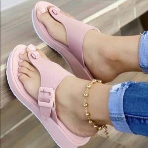 Blush Solid Buckled Sandal